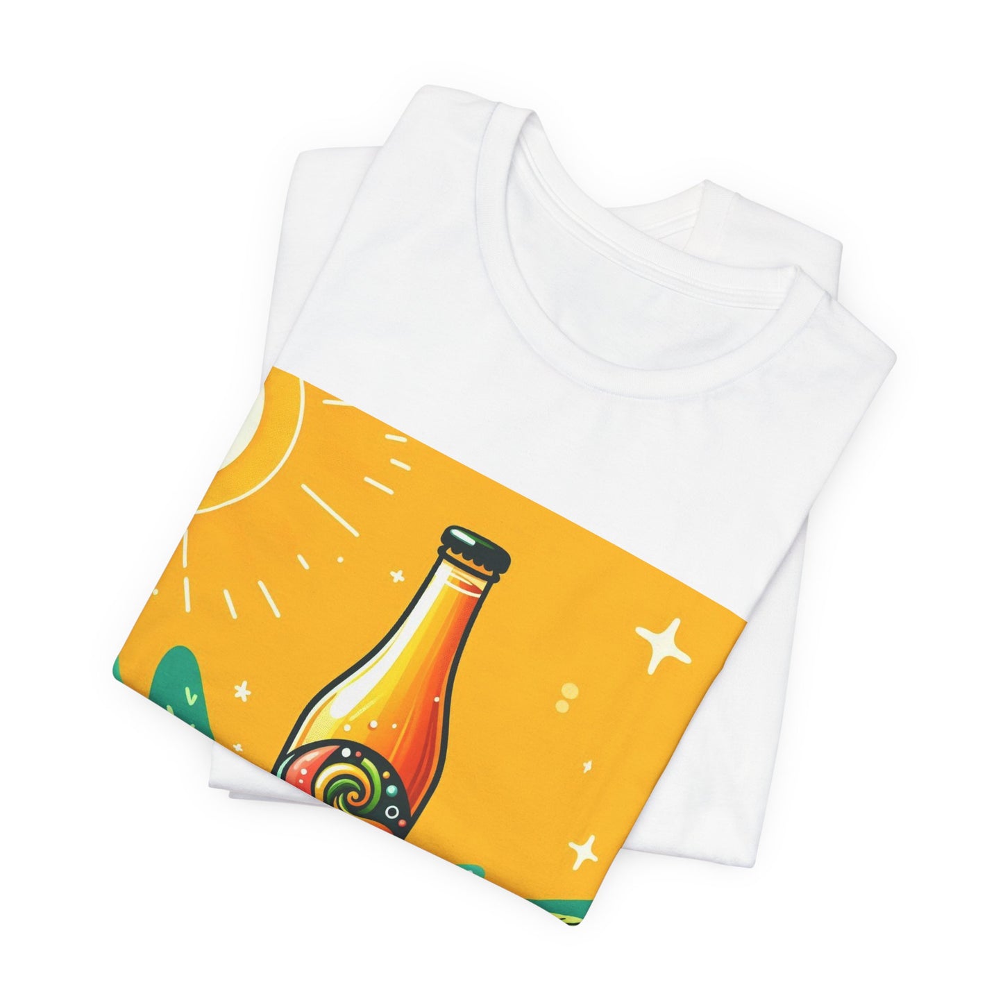Citrus Soda Bottle Tee — Bright Orange Lemon Graphic T-Shirt