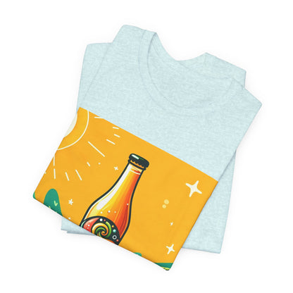 Citrus Soda Bottle Tee — Bright Orange Lemon Graphic T-Shirt