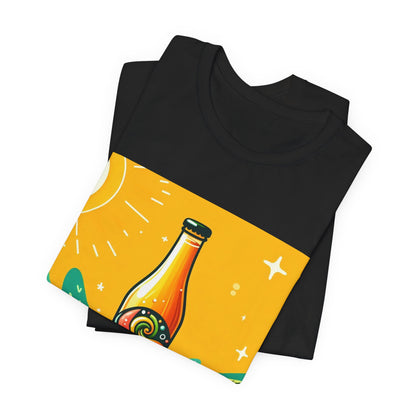 Citrus Soda Bottle Tee — Bright Orange Lemon Graphic T-Shirt