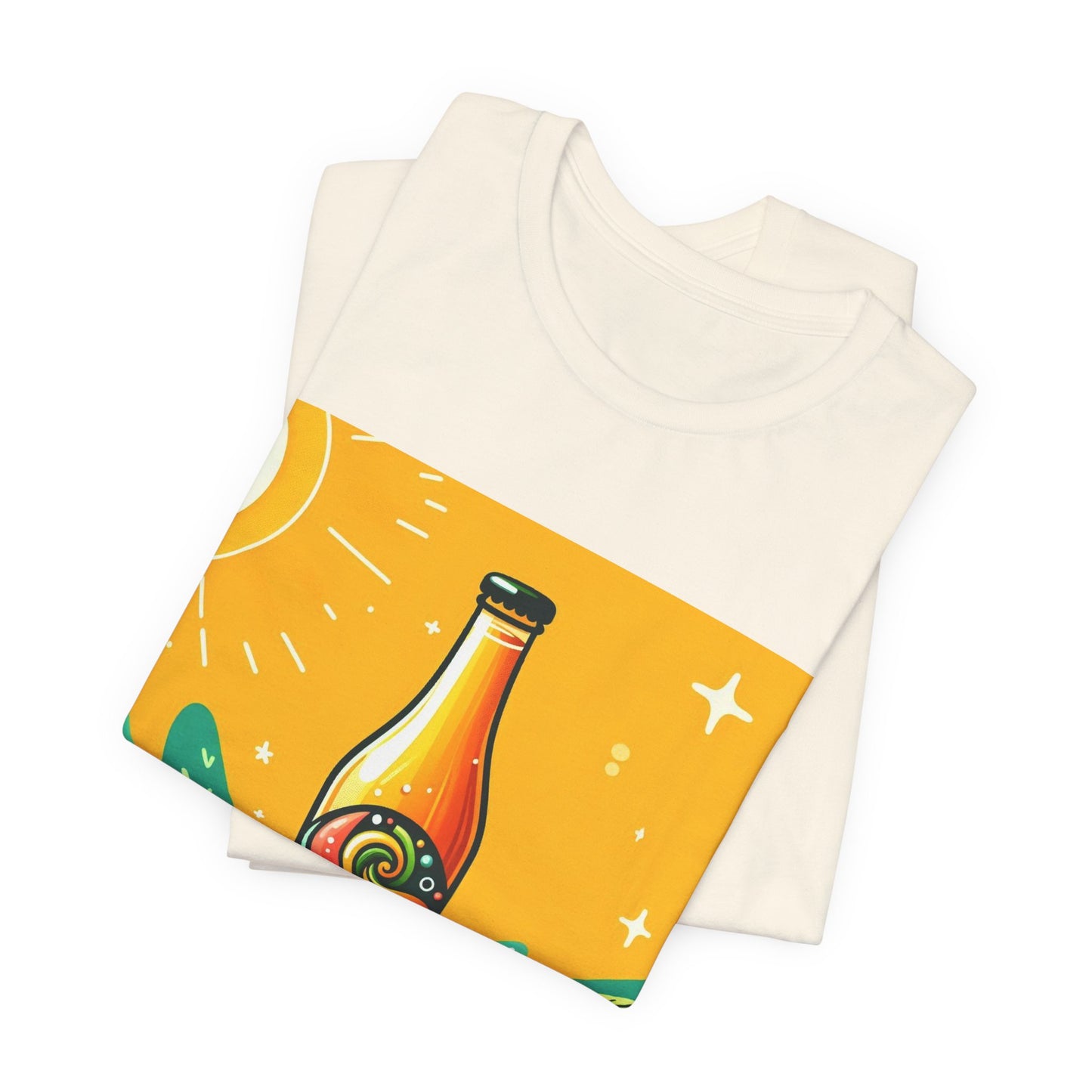 Citrus Soda Bottle Tee — Bright Orange Lemon Graphic T-Shirt