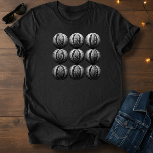 Sourdough Loaves T-Shirt — Black & White Grid of 9 Crusty Breads
