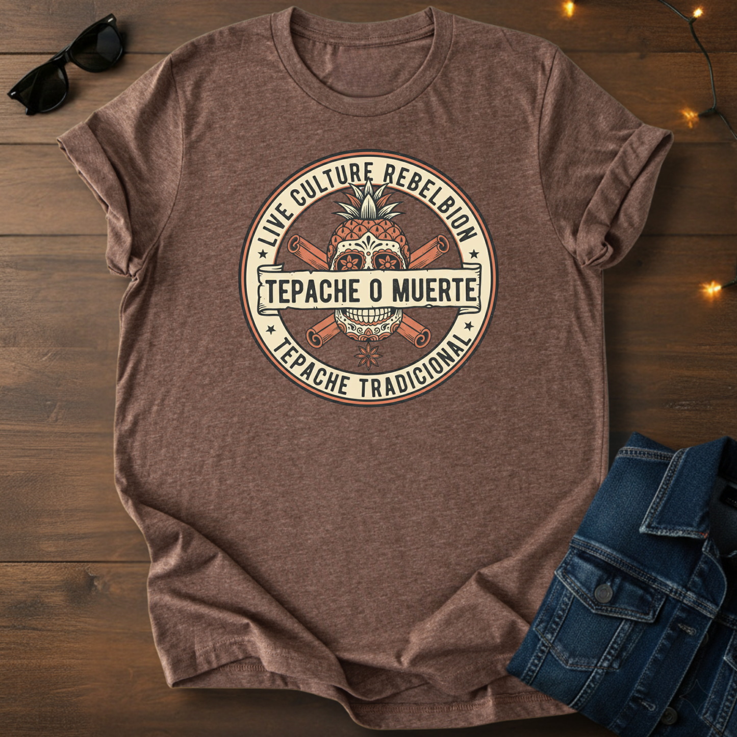 Tepache o Muerte Tee — Retro Pineapple Tepache Skull T-Shirt