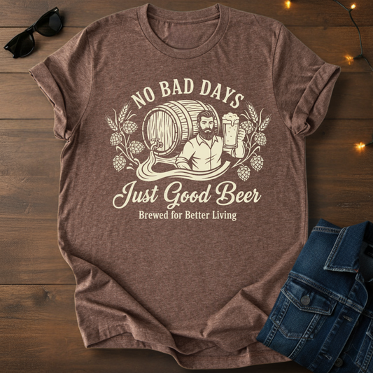 Vintage Brewery Tee — "No Bad Days, Just Good Beer"