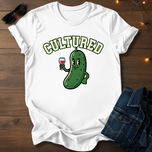 Cultured Pickle Tee – Funny Pickle with Wine Graphic T-Shirt