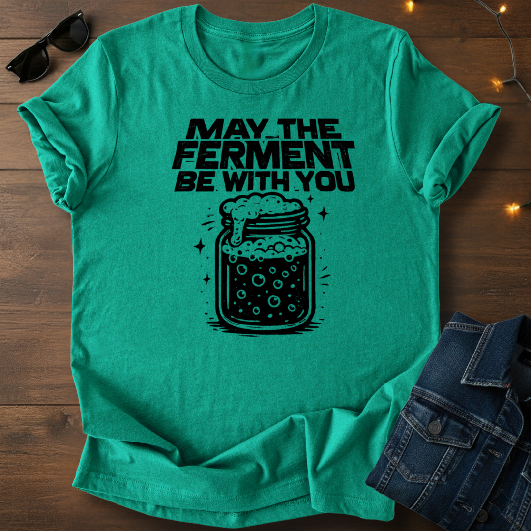 Fermentation T-Shirt – “May the Ferment Be With You” Jar Graphic Tee