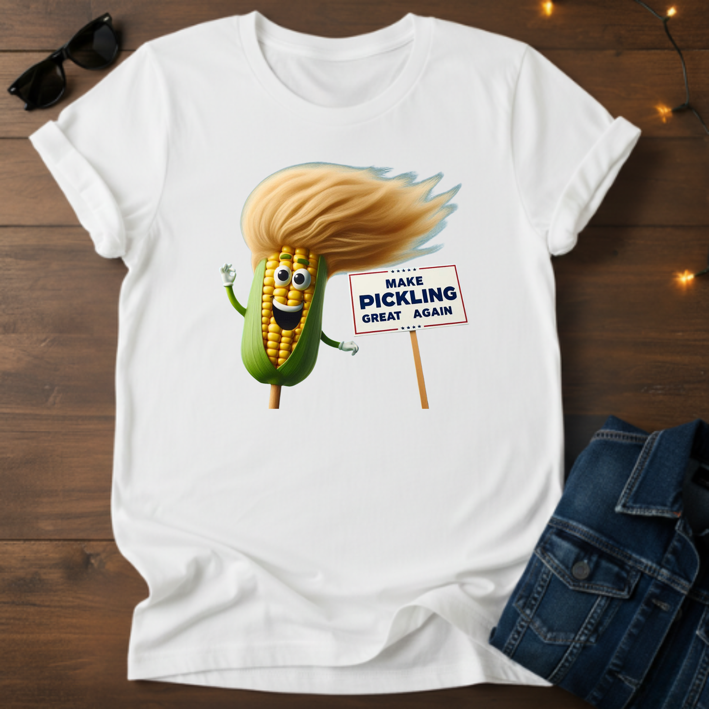 Make Pickling Great Again Tee — Funny Corn Pickle Graphic Shirt