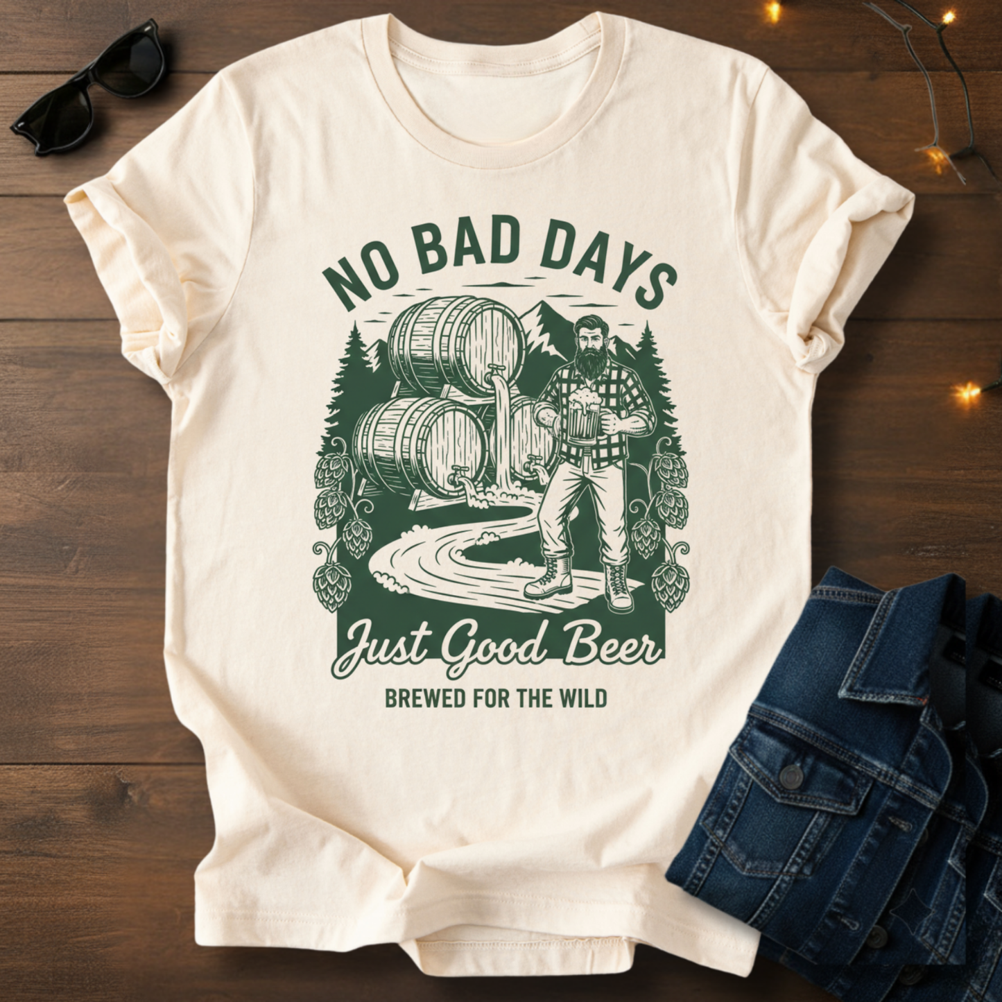 No Bad Days Beer Tee — "Just Good Beers" Graphic T-Shirt