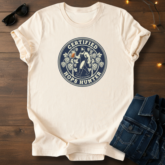Certified Hops Hunter T‑Shirt — Vintage Craft Beer Tee for Brewers & Beer Lovers