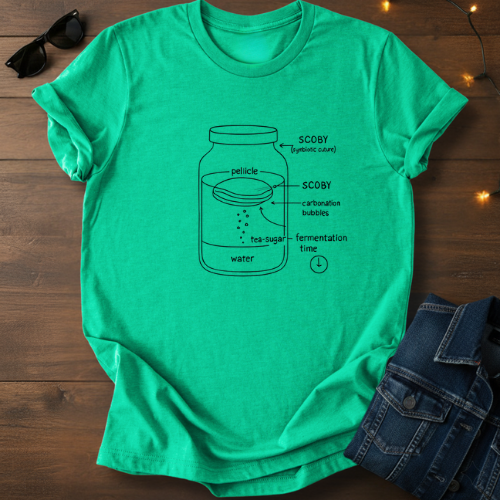 Kombucha SCOBY Diagram Tee – Fermentation Jar Illustration T-Shirt