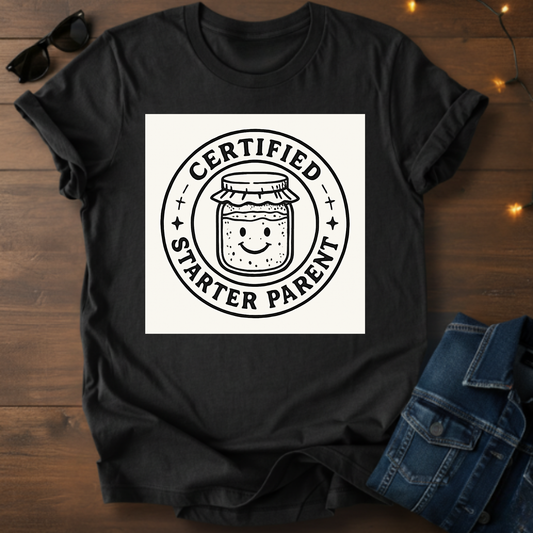 Certified Starter Parent T-Shirt — Cute Jam Jar Design, New Parent Gift